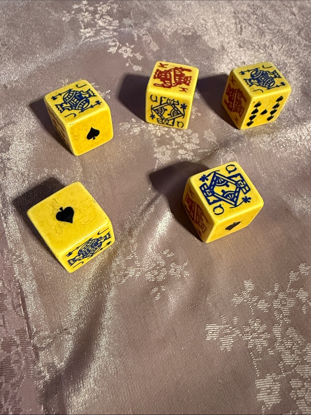 Vintage Yellow Playing Card Dice Set - Home Games